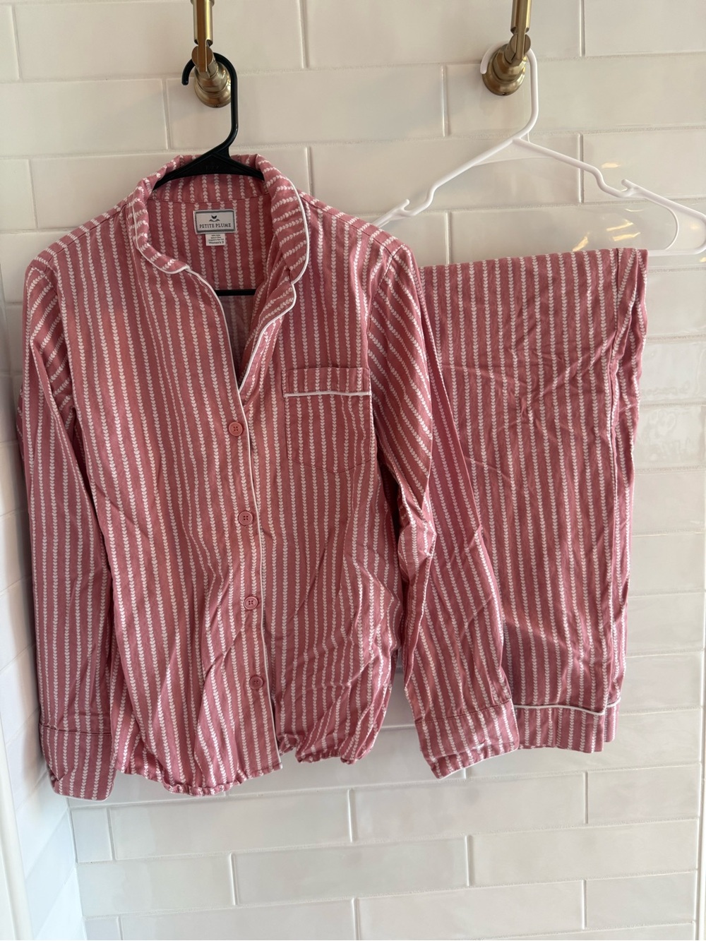Petite Plume Waverly Rose Pink Stripe Cotton Pajama Set